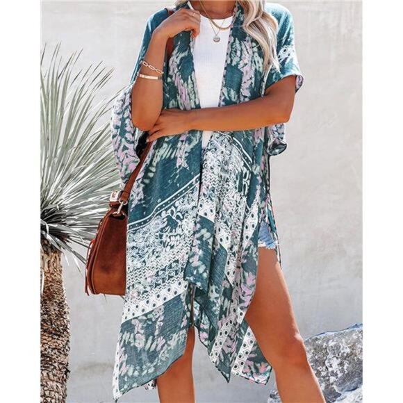 Women's Kimono Swimsuit Coverups Summer Beach Casual Loose Cardigans - Picture 4 of 7